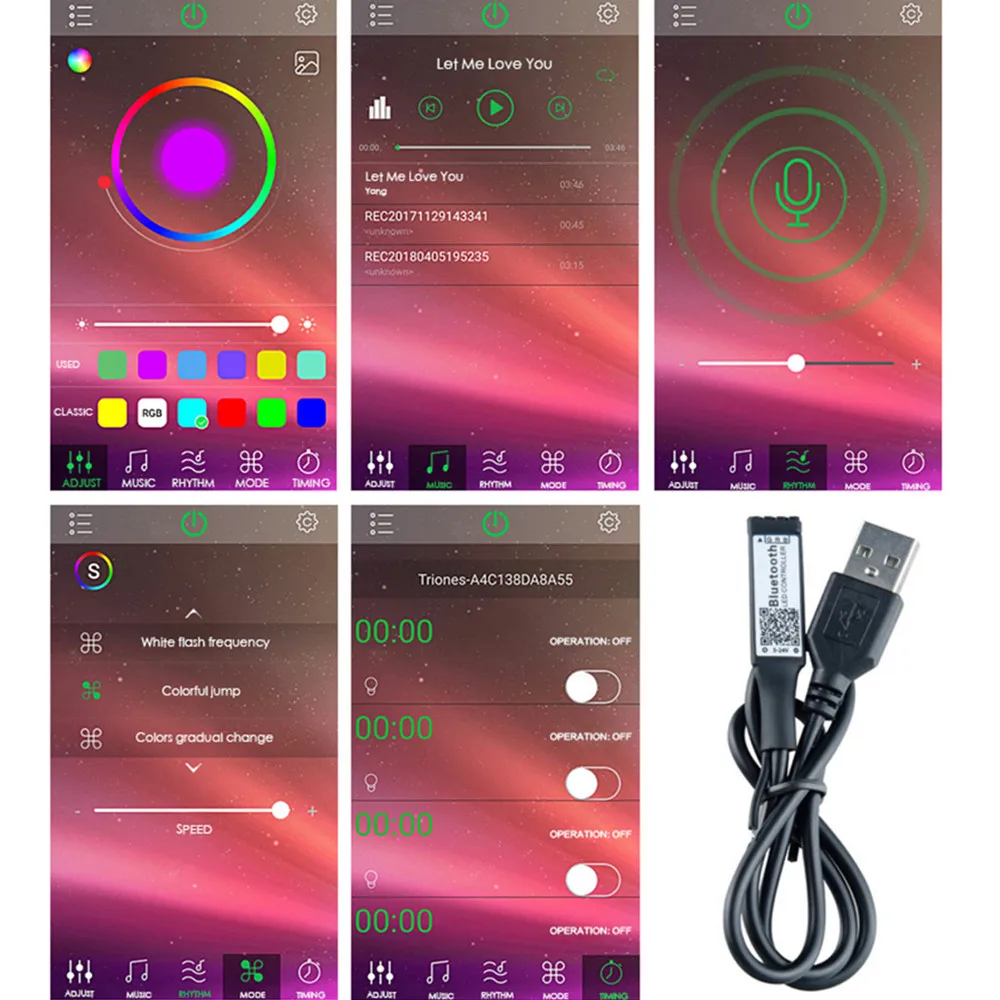 Светодиодная лента 5 в USB водонепроницаемая светодиодная 5050 RGB светильник Bluetooth