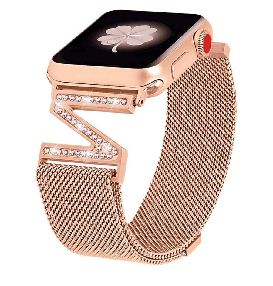 Миланский ремешок петля для Apple Watch 4 40 мм 44 iWatch 38 42 блестящий браслет из