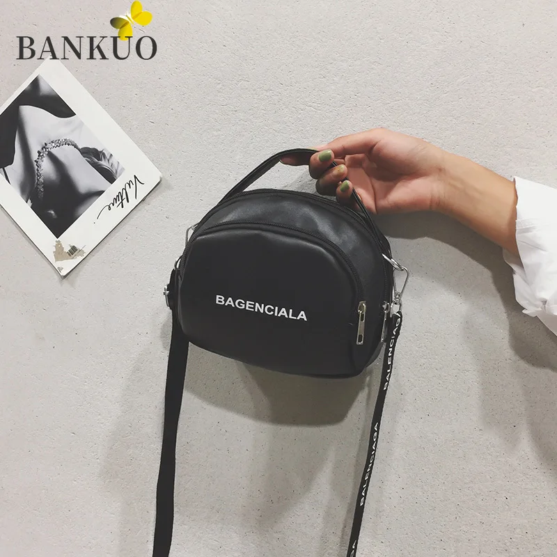 

BANKUO 2021 New Women's Handbags PU Solid Color Simple Shoulder Bag Fashion Letter Student Crossbody Bag Shopping Handbags X234