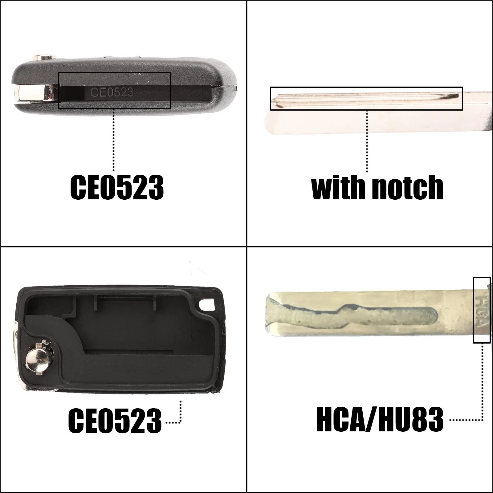 Фото Kutery 3 кнопочный Автомобильный Дистанционный ключ для CITROEN C1 C2 C3 C4 C5 Berlingo; Сигнализация управления Picasso (CE0536 523, ASK/FSK, HU83 VA2) №2