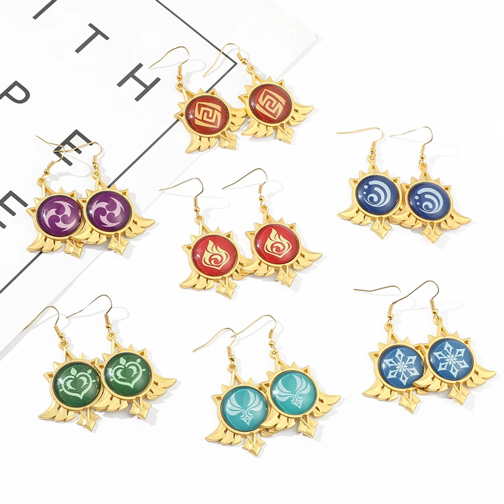 Популярная игра ударные серьги Genshin игрок Venti Paimon разбавленный Klee косплей 7