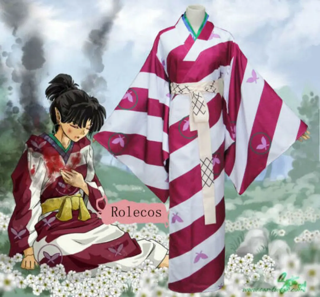 Одежда для косплея "OEING New InuYasha Wind Sorceress Kagura Japanese Classical Kimono Dress" в 2 стилях.