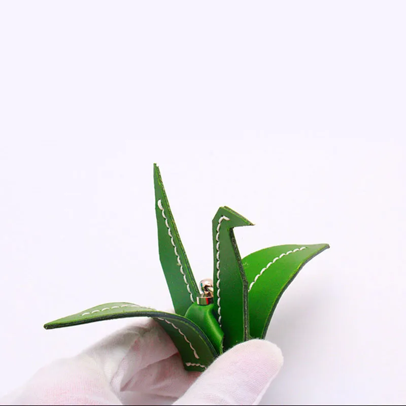 

Handmade leather DIY Paper crane key chain drawing PVC version drawing