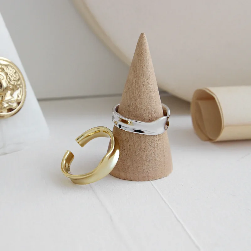 

MEYRROYU Sterling Silver Irregular Round Rings For Women INS Simple Temperament Uneven Jewelry Couple Anti-allergy Wholesale