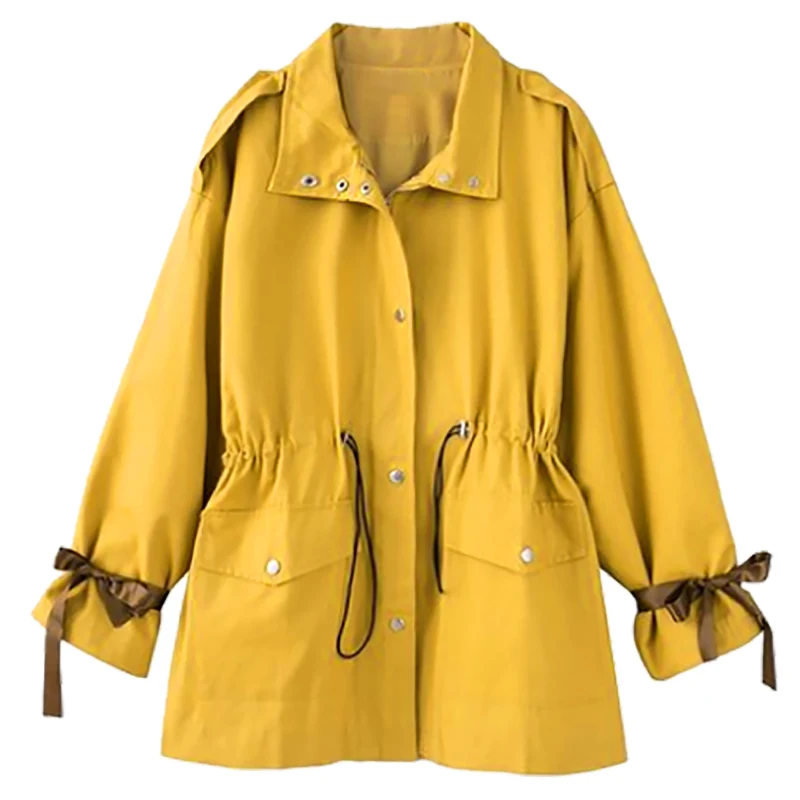 2019 Fashion Students Trench coat Short Outerwear Women Loose Cotton Windbreaker Plus size Female Casual Tops Spring Autumn G546 | Женская