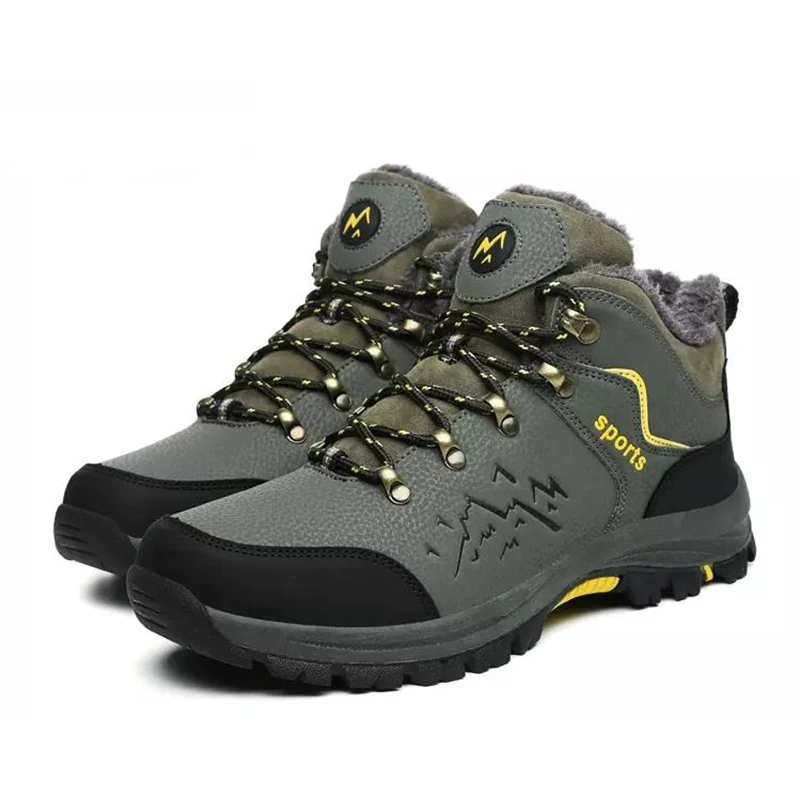 Мужские зимние походные ботинки бархатные теплые сапоги водонепроницаемая