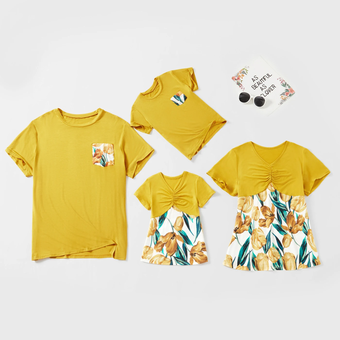

PatPat 2021 New Arrival Floral Print Family Matching Ginger Color T-shirts