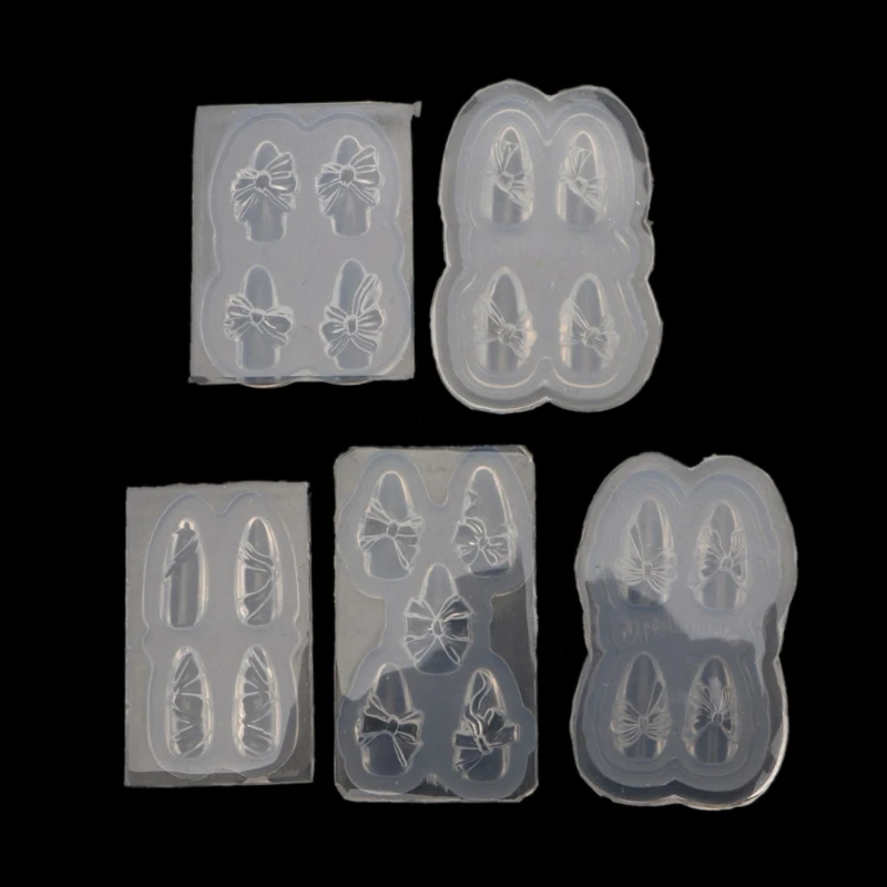 

28TA 5 Pcs DIY Nail Decoration Crystal Epoxy Resin Molds Mini Bowknot Silicone Mould