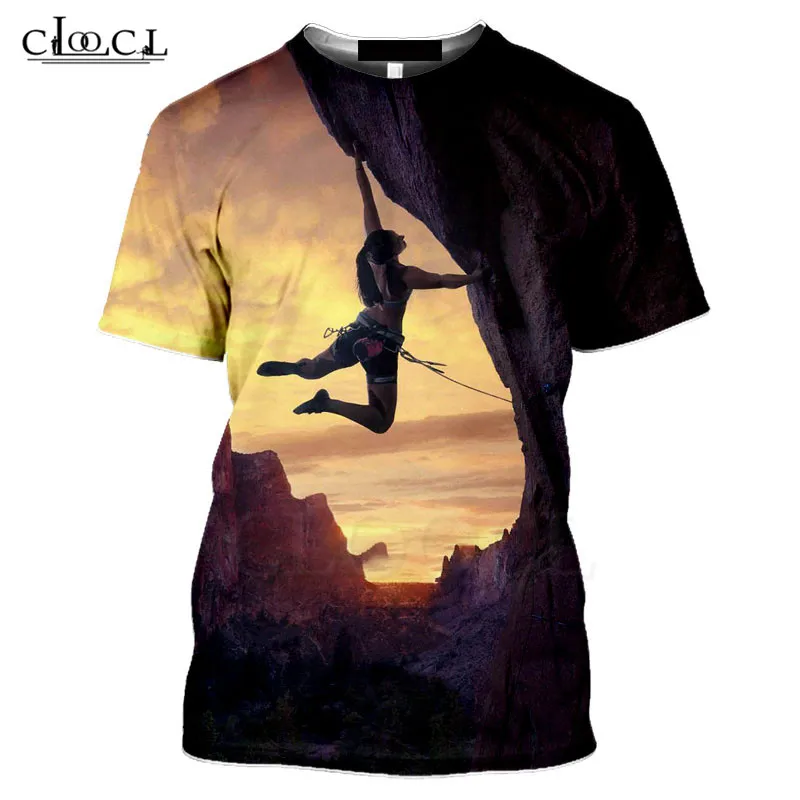 

CLOOCL Outdoor Mountain Climbing Climber Hiking T Shirt 3D Print Men Women Casual Fitness T Shirt Ropa Hombre Tops Drop Shipping