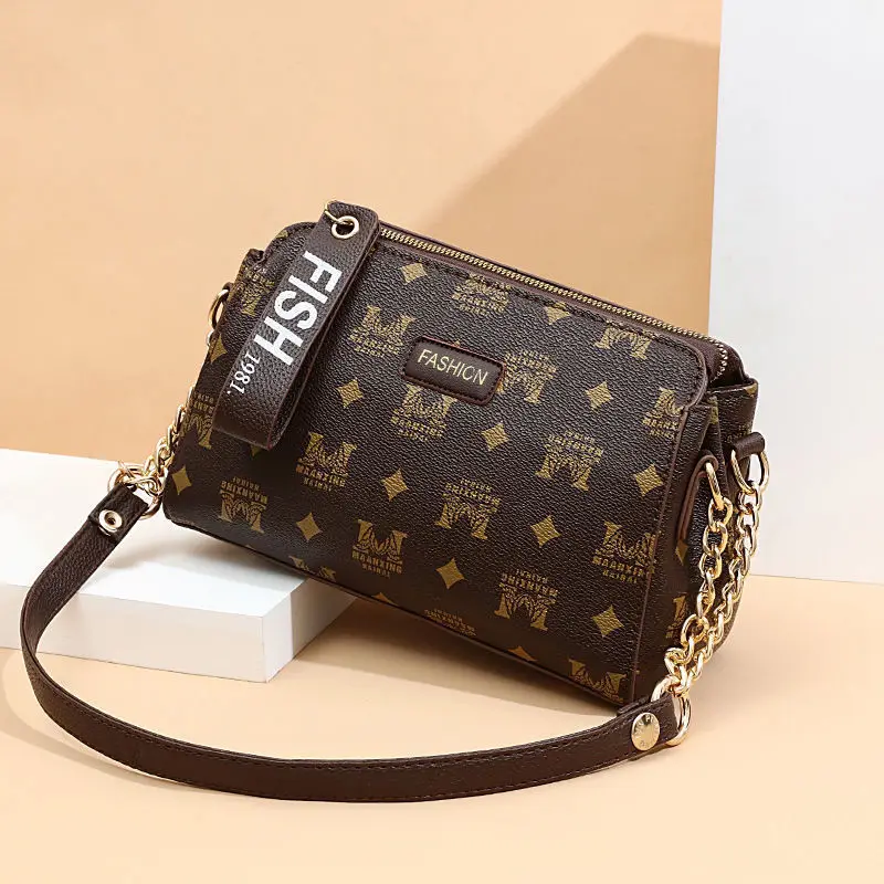 

Women's One-sShoulder Messenger Bag Luxury Designer Chain High-End Fashion Trend All-Match Printing Wallet Shell Bag