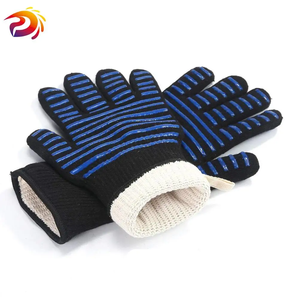 

Blue Heat Resistant BBQ grill glove Barbecue Fire Protection / Cooking / Baking / Microwave Oven Glove