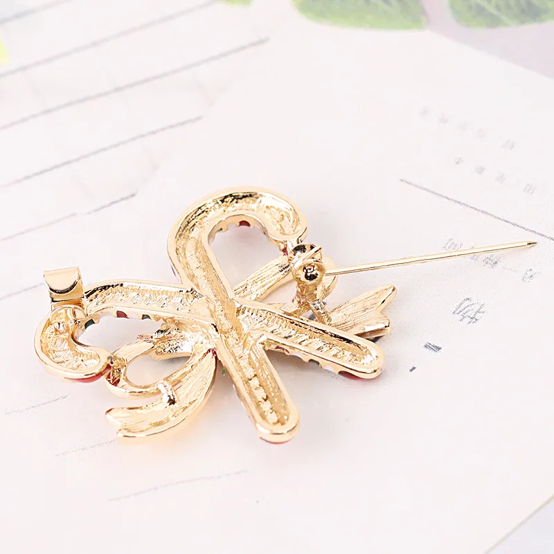 Счастливого Рождества булавки шляпа носок Стразы зеленая гирлянда Броши с