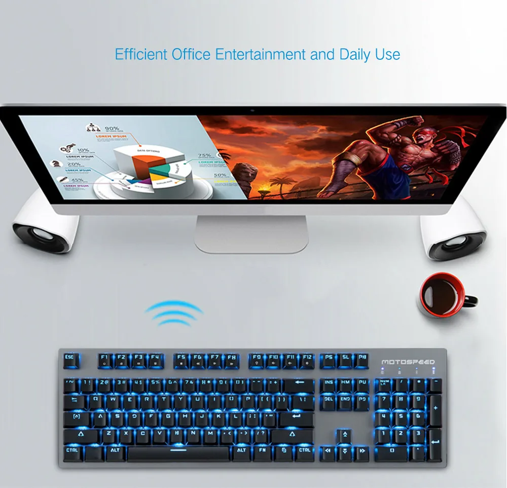 

Motospeed GK89 Bluetooth Keyboard 2.4ghz Wireless/USB Mechanical Keyboard 104 Keys With Backlit Wireless Gaming Keyboard