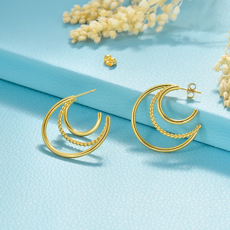 Baoyan европейские золотые серьги кольца оптовая торговля минимализм петли большой