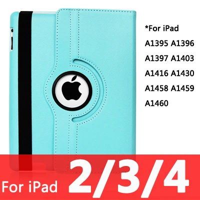 For iPad 234-Lblue 360 Вращающийся чехол для Apple iPad 2/3/4 Air 1/2 A1430 A1458 A1460 iPad2 iPad3 iPad4 Air1 Air2 планшетный чехол для i Pad 9,7 - Цвет: For iPad 234-Lblue