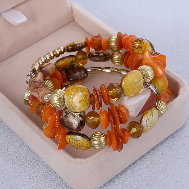 Женский многослойный браслет ZOSHI регулируемый с разноцветными бусинами из