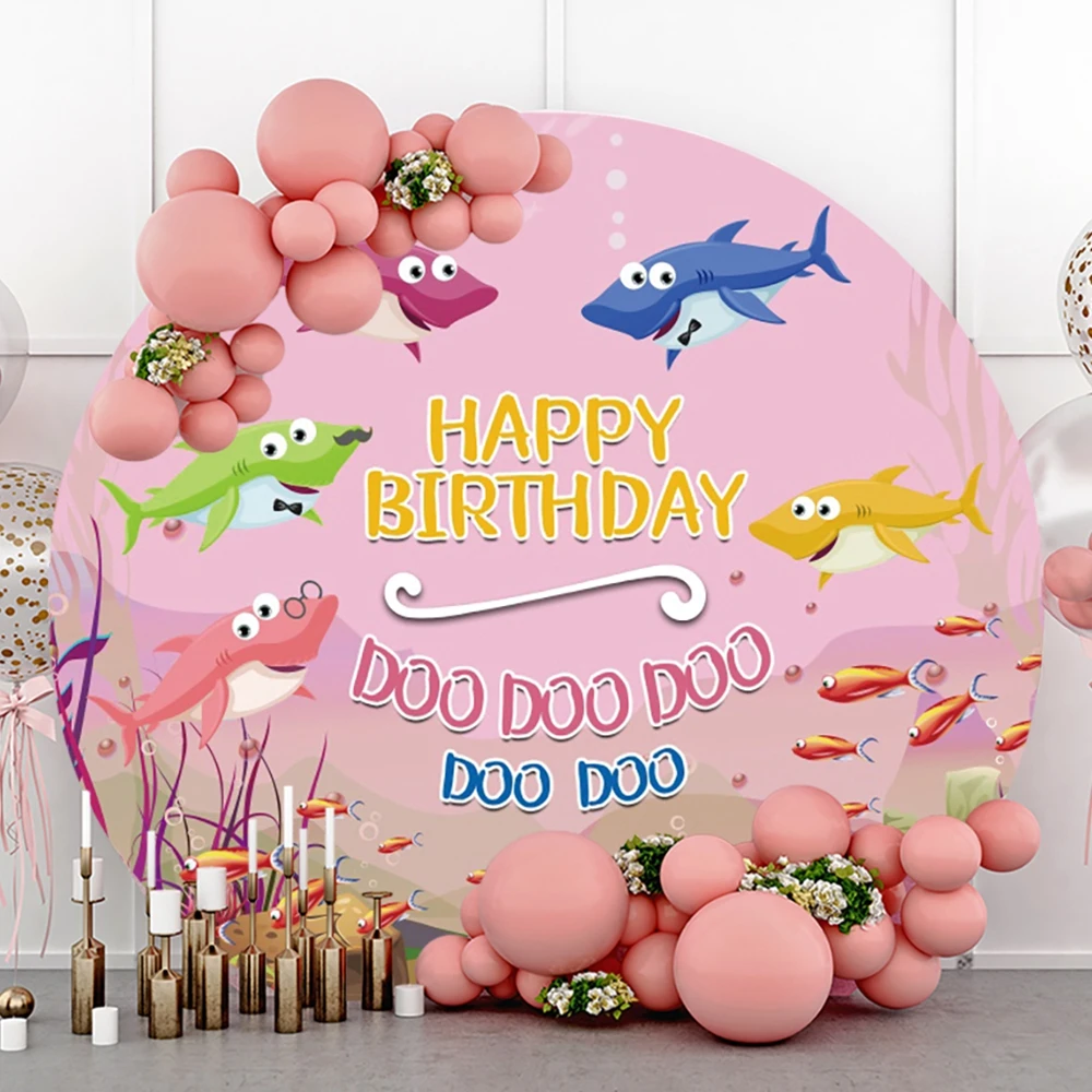 

Yeele Undearwater Shark Birthday Backdrop Photocall Round Baby Party Decor Kid Photo Studio Photography Backdground Photographic