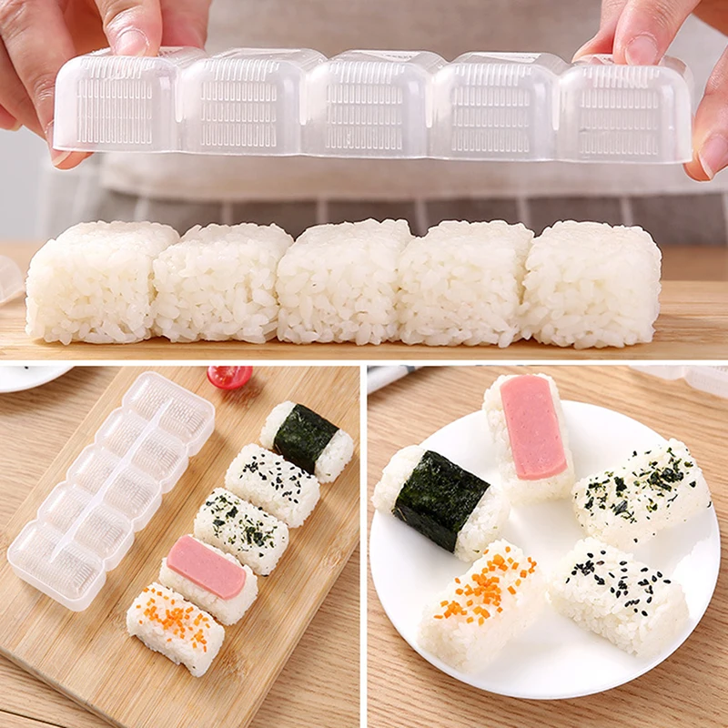 

5 Rolls Non-Stick Mold Japan Nigiri Rice Ball Plastic Sushi Mold Maker Press Bento Tool Kitchen NEW