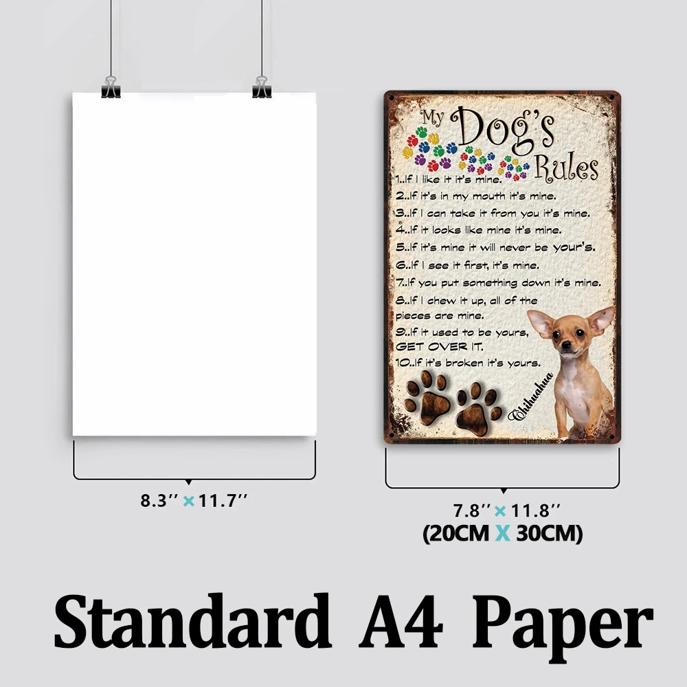 [Kelly66] My Dogs Rules Maltese для бульдога Чихуахуа Pug Boxer металлическая вывеска домашний