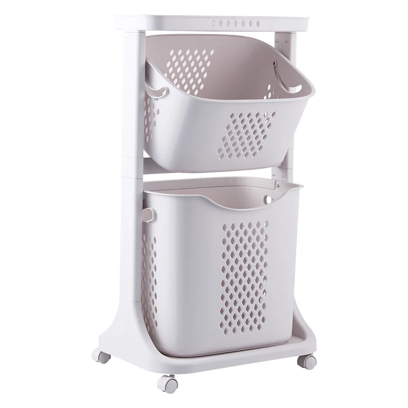 

Портативная корзина для грязного белья с роликом, многослойная, для хранения игрушек, органайзер для овощей, пластиковая, большой емкости