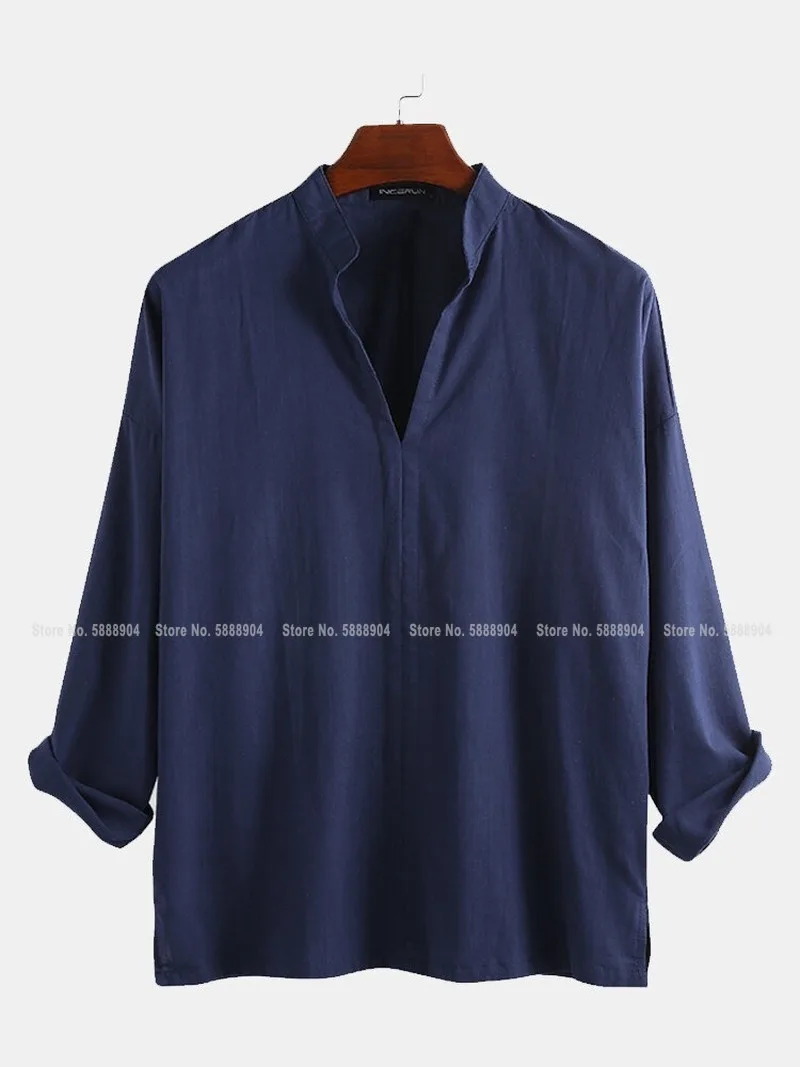 Повседневная Мужская льняная хлопковая винтажная рубашка в китайском стиле с