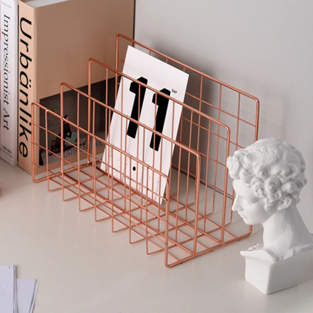 Металлическая книжная полка офисная настольная розовое золото книжный блок