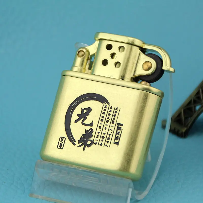 

Chinese Character Brothers Pattern Retro Creative Pure Copper Kerosene Lighter Smoking Accessories for Weed Gadgets for Men