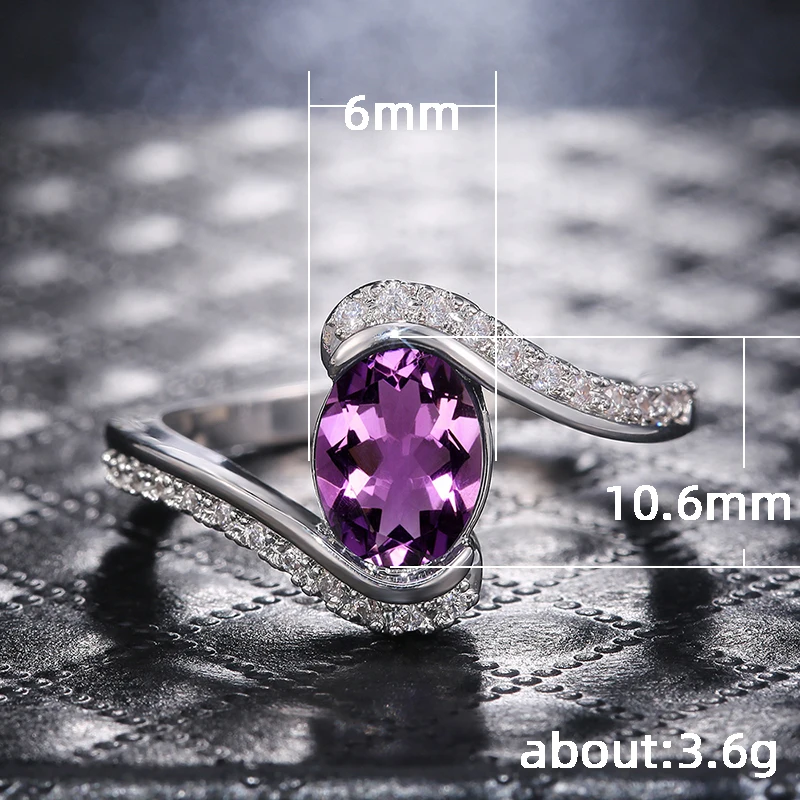Женское кольцо Huitan элегантное фиолетовое с овальным камнем простой дизайн