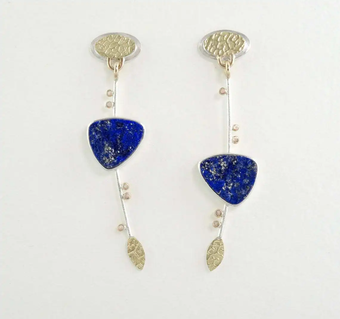 

Retro Ethnic Women's Earrings European and American Creative Triangle Long Pendant Two-Tone Leaf Earrings Fashion Jewelry