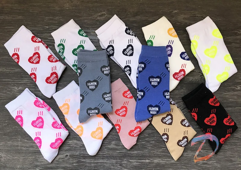 

Men Women HUMAN MADE Socks High Quality Cotton Towel Bottom Love Full-print Middle Tube Sports Socks Human Made Trendy Socks