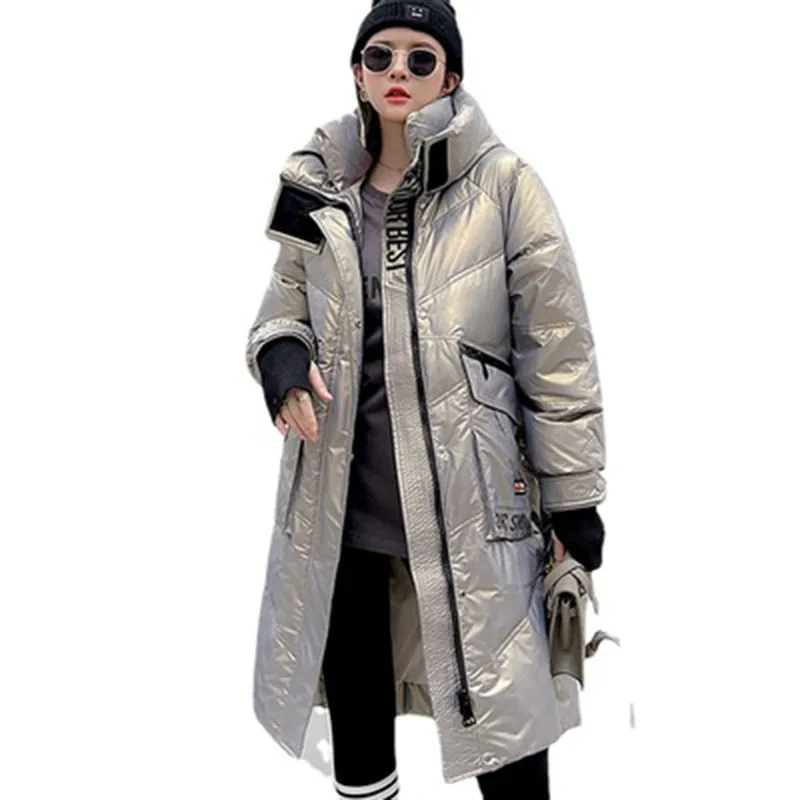 High Quality Coat 2023New Fashion Medium Length Thick Women Down Jacket Winter White Duck Down Hooded Women Down Jacket NBH265