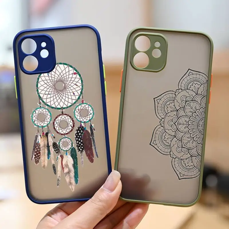 

Mandala Clip art retro pattern Phone Case matte transparent For iphone 7 8 11 12 13 plus mini x xs xr pro max cover