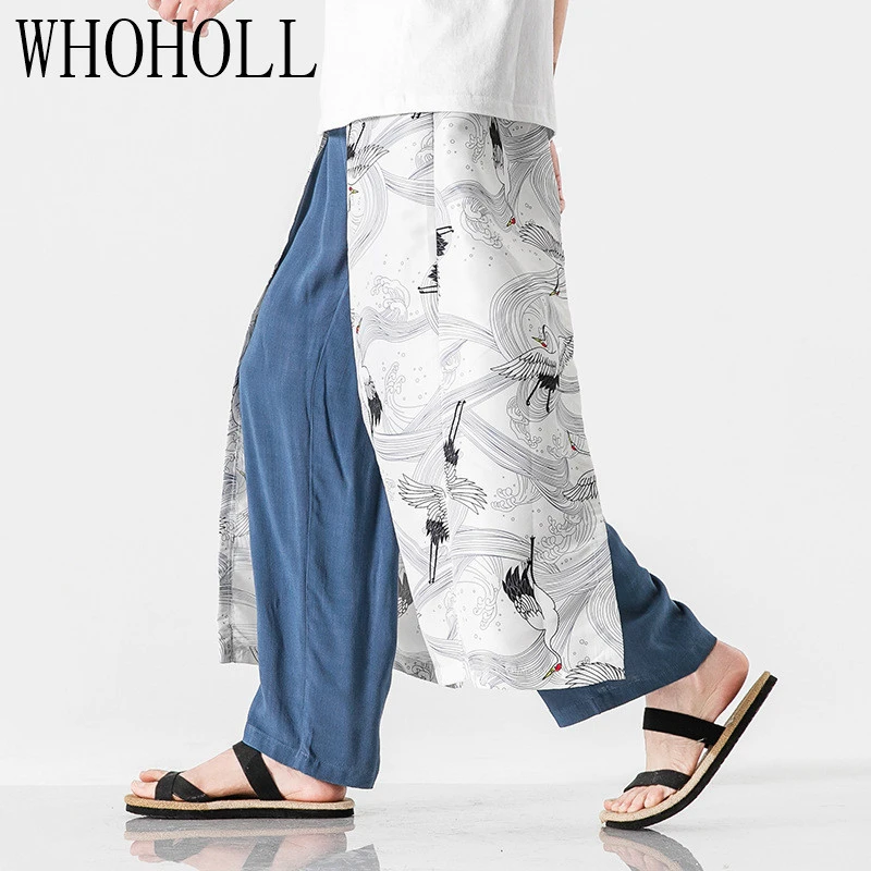 

_ 2020 мужские свободные шаровары большого размера в китайском стиле, одежда Hanfu в старинном стиле, хлопковые мужские льняные брюки