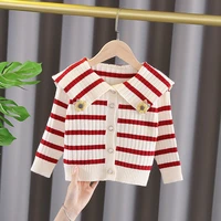 spring girl baby clothes striped knitted cardigan sweater jacket for toddler girl children clothing 1st infant birthday sweaters