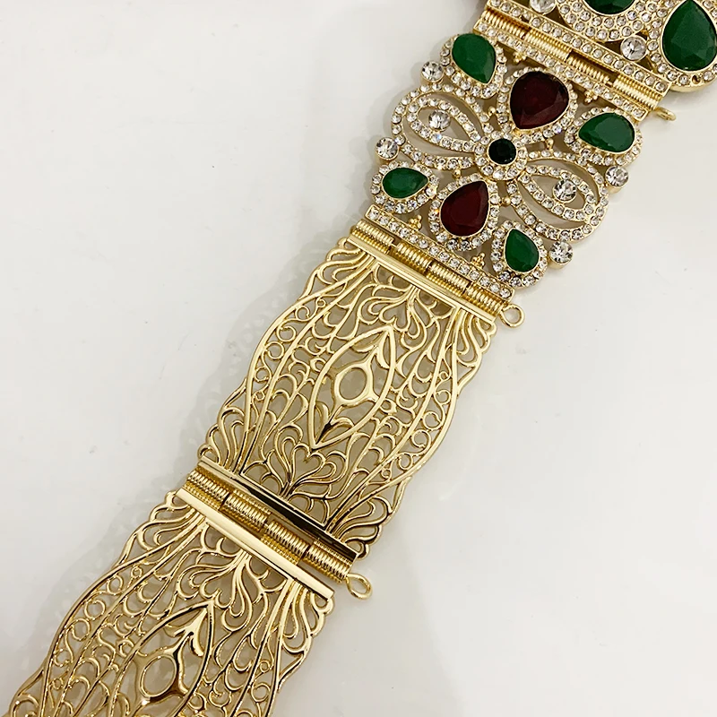 Moroccan caftan wedding dress belt Ladies wedding party full of rhinestone inlaid gold and silver belt