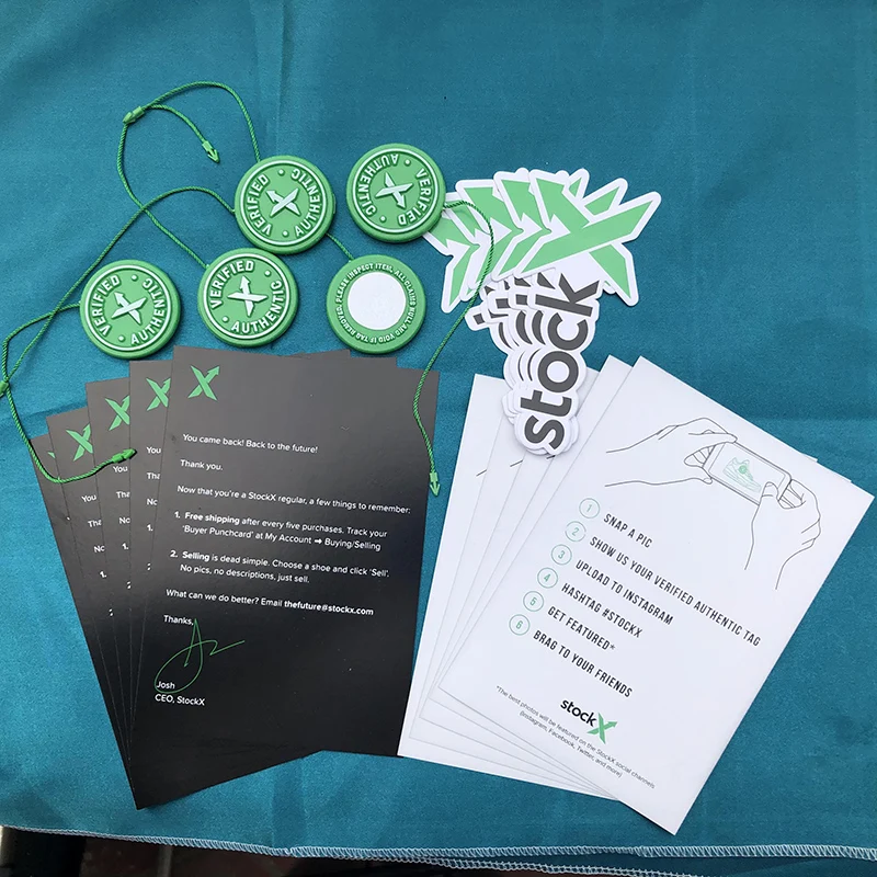 10 компл./лот 2020 2021 StockX бирка зеленого Круговой Тег Rcode в наклейки флаер Пластик