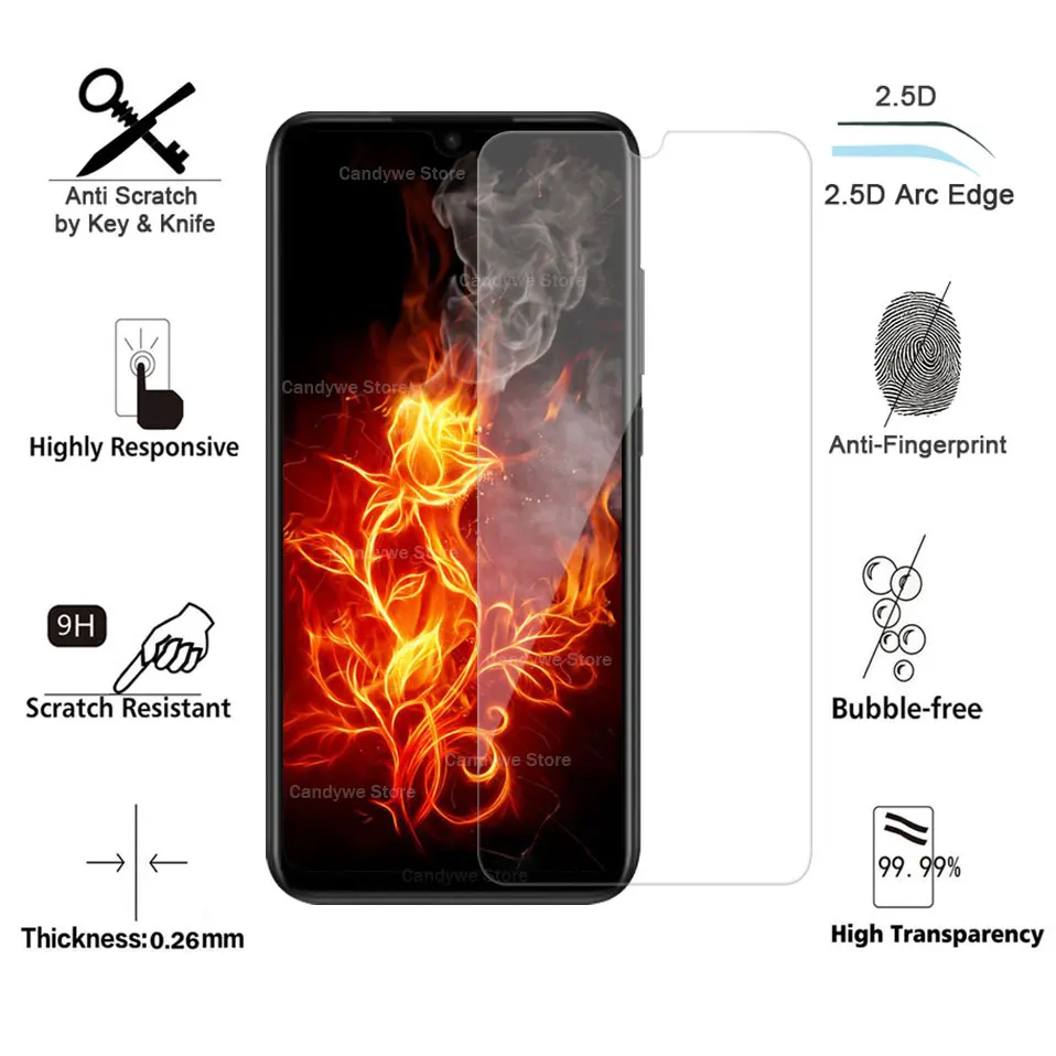 2.5D Закаленное стекло для huawei Y7Pro Y9 P Smart Plus P30 P20 Honor 8C 8X 8A 7C Nova 3i 3E Защитная пленка для экрана