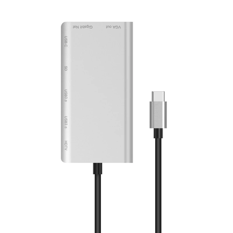 Тип c к Hdmi Vga конвертер Usbc Rj45 Lan 4K 2Usb 3 0 Sd слот для карт 8 в 1 C док адаптер концентратор