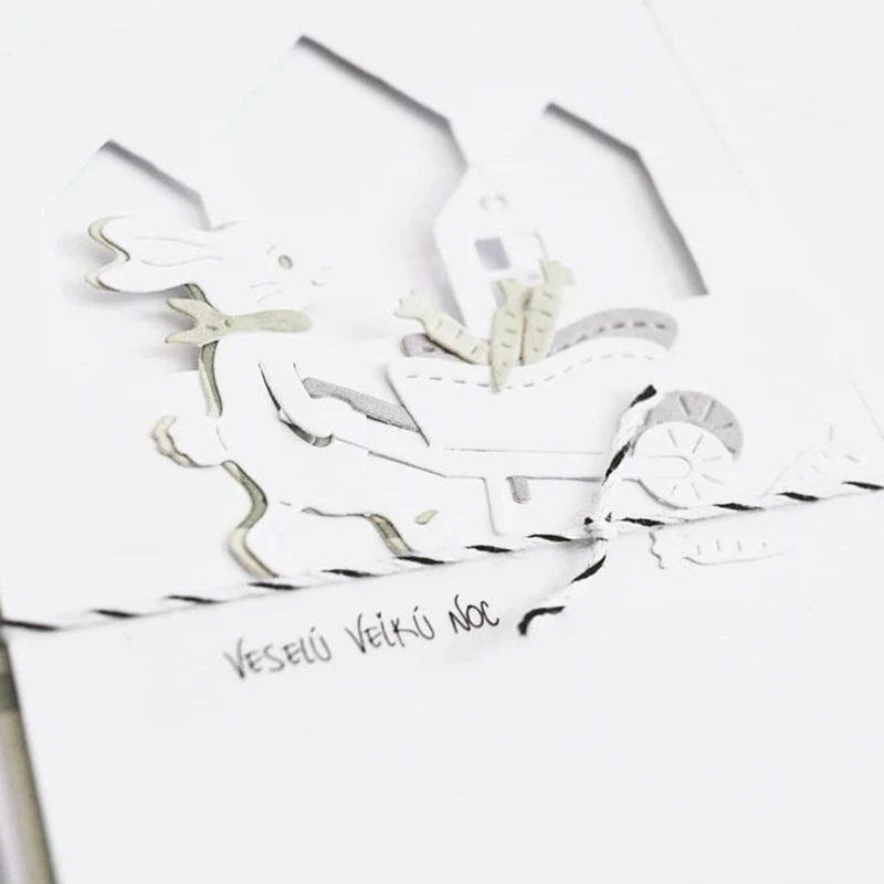 

Rabbit Selling Cute Stroller Rabbit Greeting Card Metal Cutting Dies New DIY Emboss Stencil Scrapbooking Dies For Card Making