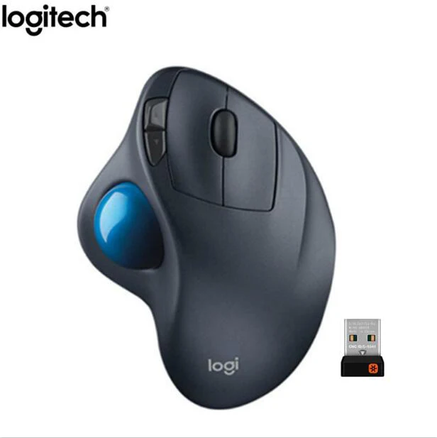 Черный Отремонтированный Производитель: Беспроводная трекбол-Мышь logitech M570 2,4 ГГц, эргономичная Вертикальная лазерная мышь для профессионального рисования - Цвет: Черный