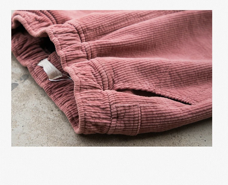 Вельветовые женские брюки с эластичной резинкой на талии осень/зима 2019 новые