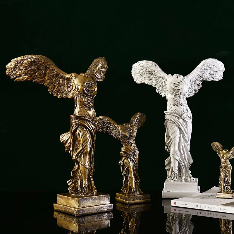 

Nordic Goddess of Victory Figure Sculpture Vintage Mythical Figure Venus Statue Resin Crafts Home Decor TV Cabinet Ornaments