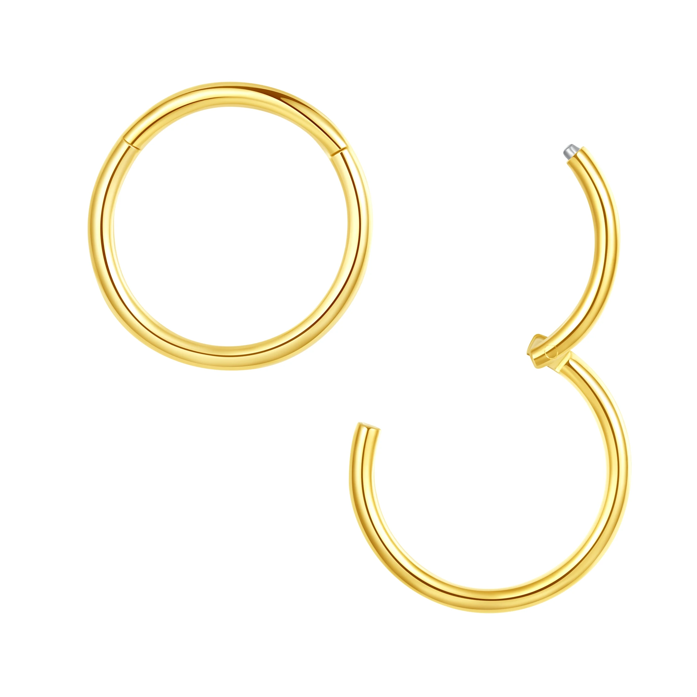 Gold Шарнирная перегородка кликер сегмент носа кольцо губы уха хряща Daith пирсинг ювелирные изделия 20 г 18 г 16 г 14 г 12 г 316l хирургическая сталь - Окраска металла: Gold