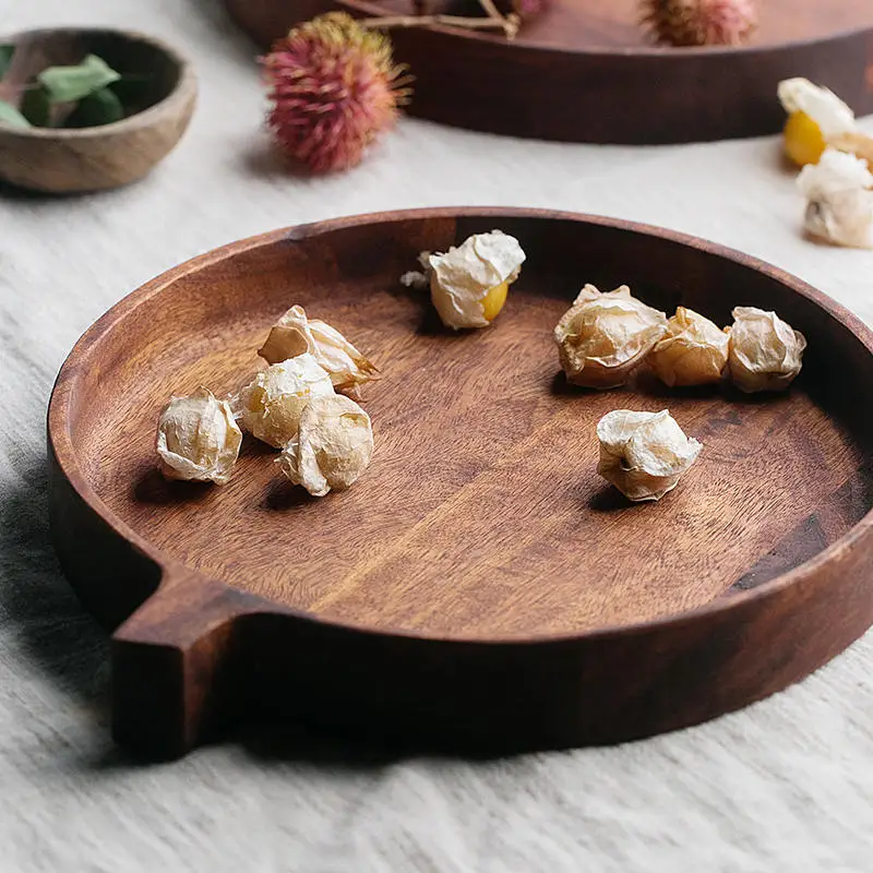 Деревянный поднос с ручкой из манго домашний деревянный для чайного столика в