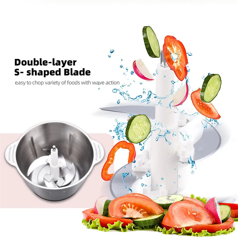 Мощная Электрическая измельчитель для мяса овощей и чеснока 3 л автоматическая