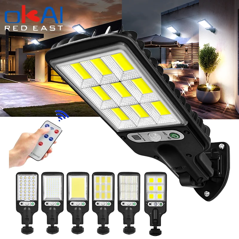 

117COB Solar LED Street Light Waterproof PIR Motion Sensor Smart Remote Control Lamp 1200W Outdoor Garden Security Wall Light