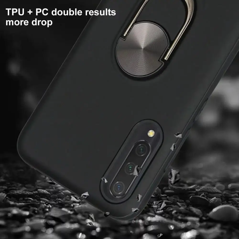 

For Xiaomi Mi CC9 CC 9 A3 Lite Armor Case Car Magnetic Ring Soft Matte Cases For Mi CC9e A3 CC 9e Silicone Kickstand Back Cover