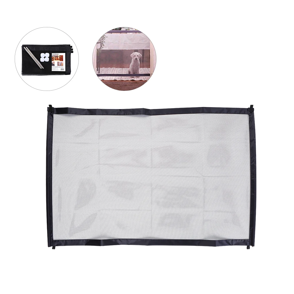 110cm 180cm Set Pet Dog Fence Magic Gate for Dog Portable Net Gate Dogs Net Barrier Fence Safety Guard for Pets for Home Travel Black - Цвет: 110cm