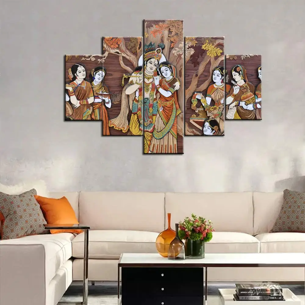 Боги живопись радха кришна фотографии украшения дома гостиной 5 шт. картина
