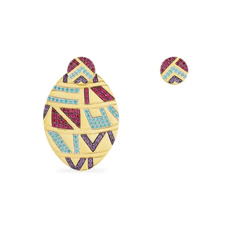 Женские асимметричные серьги из серебра 925 пробы с геометрическим